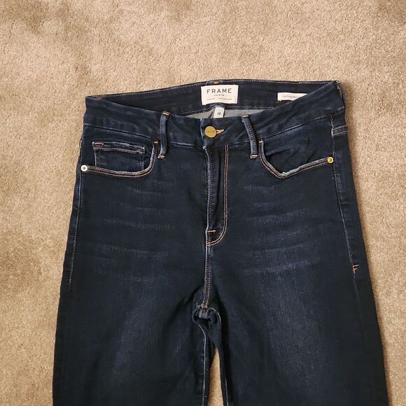 Frame Denim Women's Le Crop Mini Boot Dark Wash Raw Hem Jeans Size 28 US 6 - Picture 5 of 9